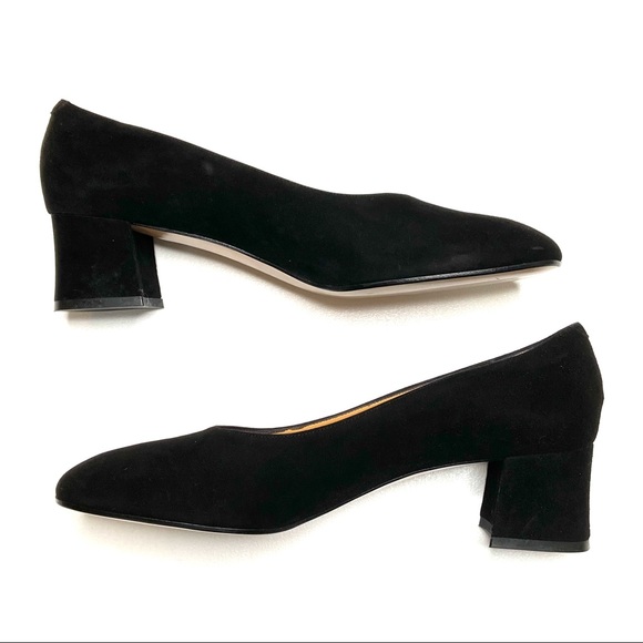 Coach Shoes - COACH Block Heel Round Toe Black Suede Classic Pumps